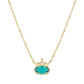 Kendra Scott x Disney Elisa Princess gold crown necklace featuring an emerald green teal stone.