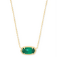 Kendra Scott Elisa gold pendant necklace featuring a faceted emerald green gemstone.