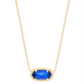 Kendra Scott Elisa gold pendant necklace featuring a brilliant faceted cobalt royal blue stone.