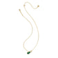 Macro detail of the gold golf pendant necklace showing the polished finish and crystal accent