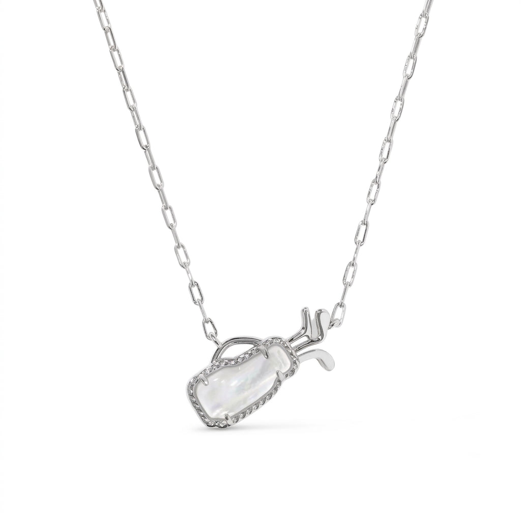 Kendra Scott Golf Silver Short Pendant Necklace in a polished rhodium-plated minimalist design