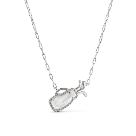 Kendra Scott Golf Silver Short Pendant Necklace in a polished rhodium-plated minimalist design