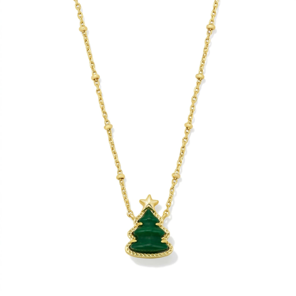 Kendra Scott Holiday Tree Short Pendant Necklace with sparkling crystal accents in gold finish