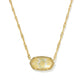 Kendra Scott x LoveShackFancy Elisa Marie gold necklace with a yellow and green floral print stone.