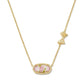 The Kendra Scott x LoveShackFancy Elisa Marie short pendant necklace in gold with a romantic pink floral rose pattern.