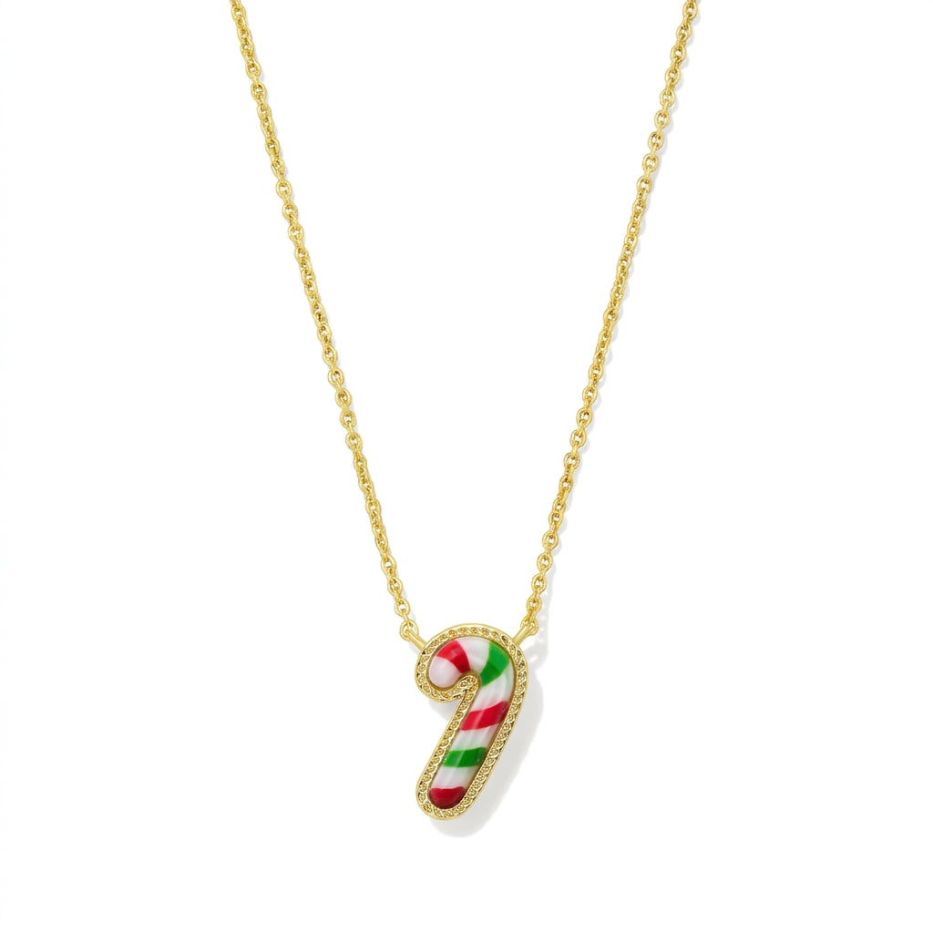 Kendra Scott Candy Cane Pendant Necklace featuring vibrant multicolor crystals in gold finish
