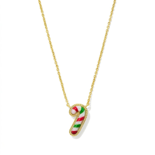 Kendra Scott Candy Cane Pendant Necklace featuring vibrant multicolor crystals in gold finish