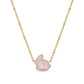 Kendra Scott Rabbit short pendant necklace in gold featuring a soft pink quartz stone.