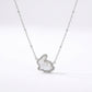 Kendra Scott Rabbit short pendant necklace in silver rhodium with a white mother of pearl inlay.