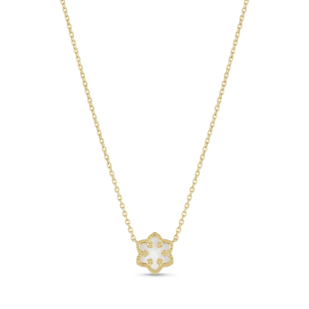 Kendra Scott Snowflake Gold Short Pendant Necklace with sparkling crystal accents