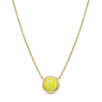 Kendra Scott Tennis short pendant necklace in gold with a round chartreuse magnesite stone.