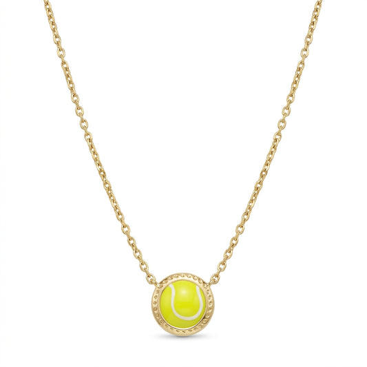 Kendra Scott Tennis short pendant necklace in gold with a round chartreuse magnesite stone.