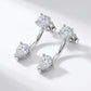 Perspective view of 2CT lab grown diamond round pear cut Toi et Moi front back earrings.