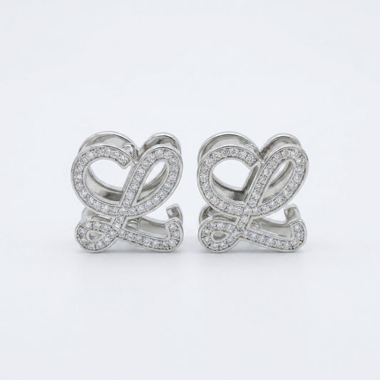 Loewe Anagram Geometric Earrings in a polished gold-plated modern logo stud design
