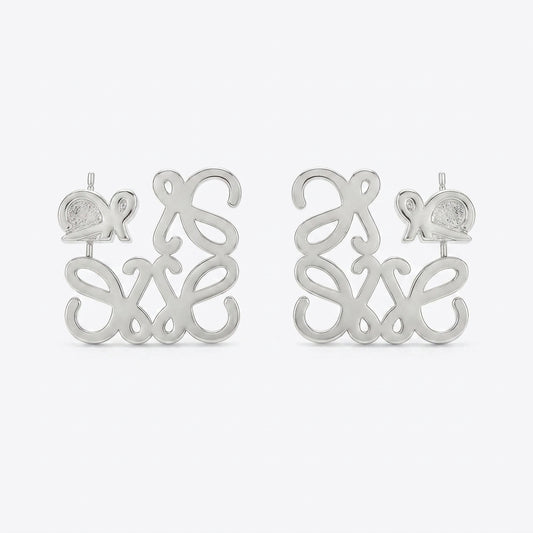 Loewe Anagram Hollow Luxe Stud Earrings in 18k silver-plated openwork design