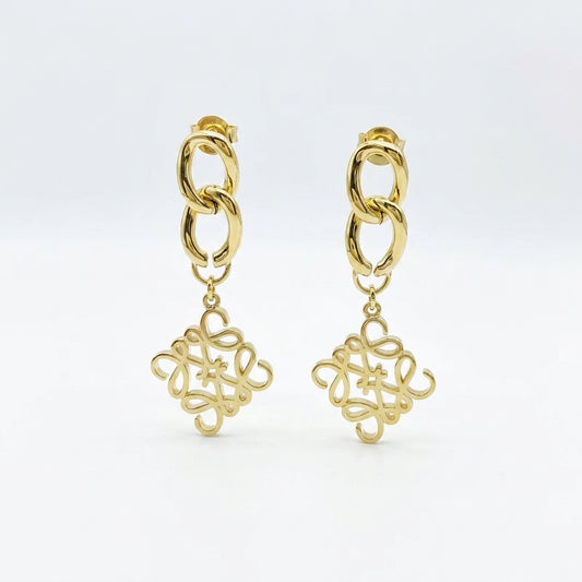 Loewe Anagram Pendant Earrings featuring the iconic openwork logo in a polished gold drop design
