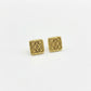 Loewe gold Anagram Square Stud Earrings in polished sterling silver openwork design