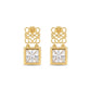 Loewe Gold Openwork Monogram Square Earrings with cubic zirconia accents in polished gold finish
