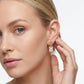 Model wearing Loewe Gold Monogram Earrings, a chic minimalist accessory for luxury daily styling