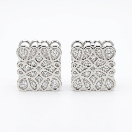 Loewe Square Stud Earrings with full-pavé cubic zirconia in a polished silver finish