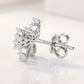 Micro profile view showing the sterling silver under-gallery, S925 hallmark, and push back post of luxury moissanite bow studs.