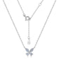 Full layout view of marquise and pear lab diamond butterfly pendant necklace with extension chain.