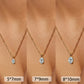 Oval cut lab diamond pendant necklace size comparison chart on neck showing 5x7mm 7x9mm 8x10mm options   