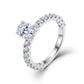 Angled 3D perspective of oval solitaire engagement ring with bold pave band.