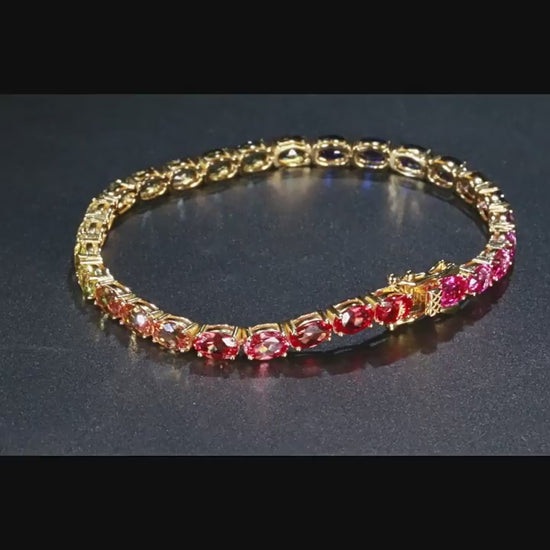 4x6mm-oval-cut-rainbow-gradient-moissanite-tennis-bracelet-video