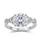 Round brilliant lab grown diamond woven infinity solitaire ring in 925 silver.