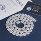 Coiled round moissanite square cushion halo tennis bracelet on navy background with GRA report
