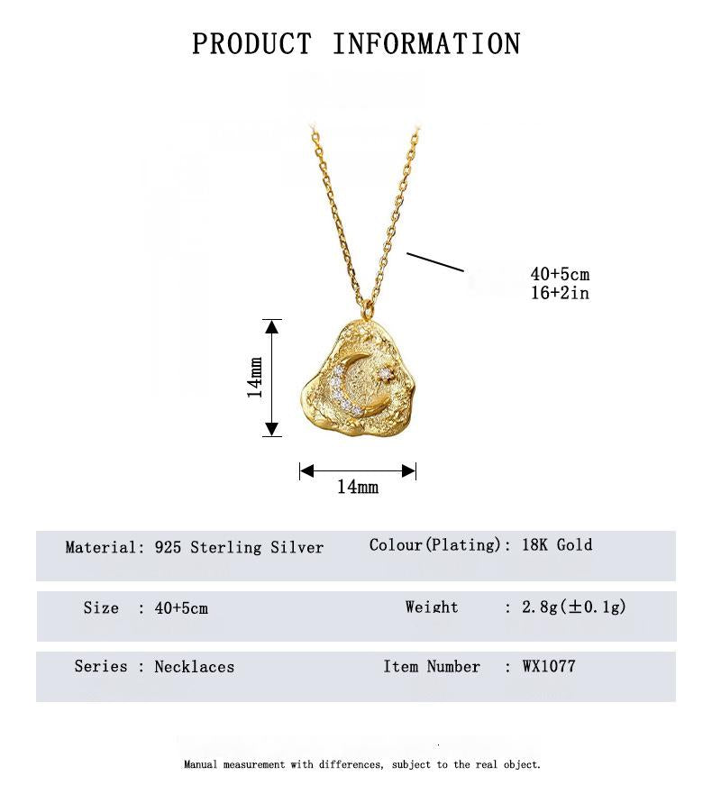 Pendant Size and Chain Length Chart for Moon Necklace
