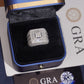 Honeycomb mesh back view of S925 sterling silver iced out moissanite baguette square ring