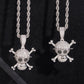 S925 silver iced out moissanite straw hat pirate skull pendants in two styles hanging on rope chains