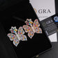 S925 silver iced out multi-color moissanite butterfly pendants in black box with GRA certificate card