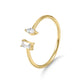 Gold ring with two gemstones on a white background