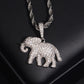 White gold S925 sterling silver iced out moissanite elephant pendant with rope chain on leather display box