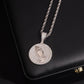 White gold 925 sterling silver iced out moissanite praying hands medallion pendant with rope chain on leather display box