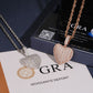 Silver and rose gold S925 iced out moissanite 3D heart pendants presented on GRA certificate booklets