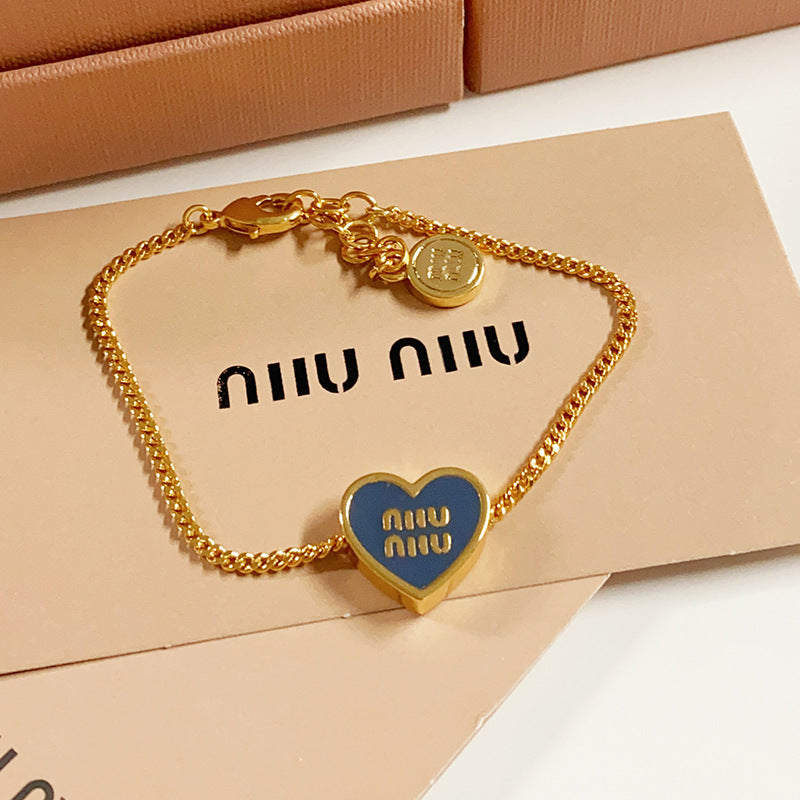 Miulys Family Letter Heart Enamel Bracelet | Personalized