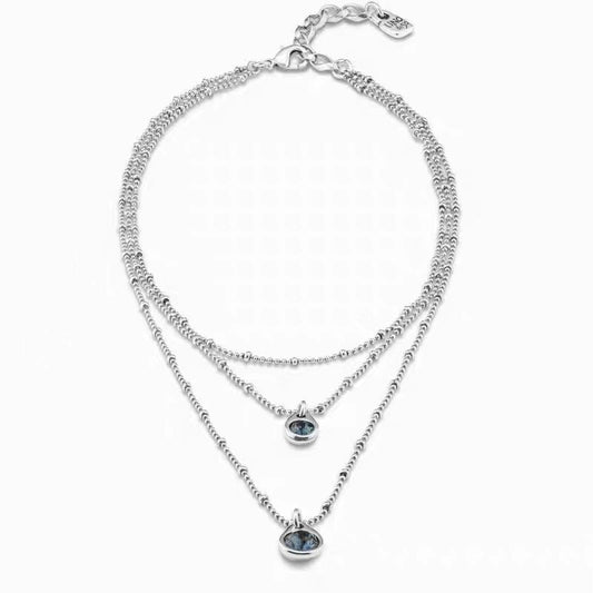 UNOde50 Multi Strand Chain Pendant Necklace with Crystal