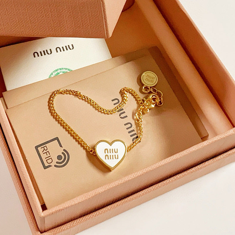 Miulys Family Letter Heart Enamel Bracelet | Personalized