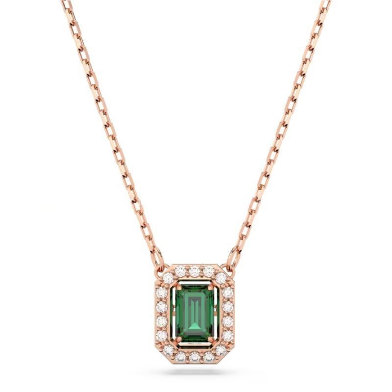 Swarovski Millenia Necklace, Rose Gold-Tone Plated and Green Crystal