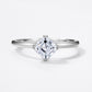 Square emerald cut kite set solitaire engagement ring in 925 sterling silver.