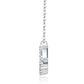 Side profile view showing sleek structure of staggered baguette moissanite bar pendant.