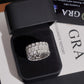 Three row watch link moissanite wide band ring presented in black gift box with GRA certificate