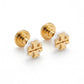 Tory Burch Double Tone Stud Earrings featuring a mixed metal gold and silver Double T logo