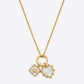 Tory Burch Heart & Square Charm Necklace with natural Mother of Pearl and gold logo