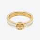 Tory Burch Icon Enamel Ring in 18k gold finish with black enamel inlay and Double T logo