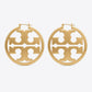 Tory Burch Icon Hoop Earrings in 18k gold-plated brass with integrated Double T logo